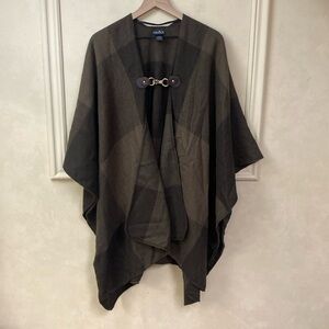 V. Fraas Brown Plaid Cape Shawl